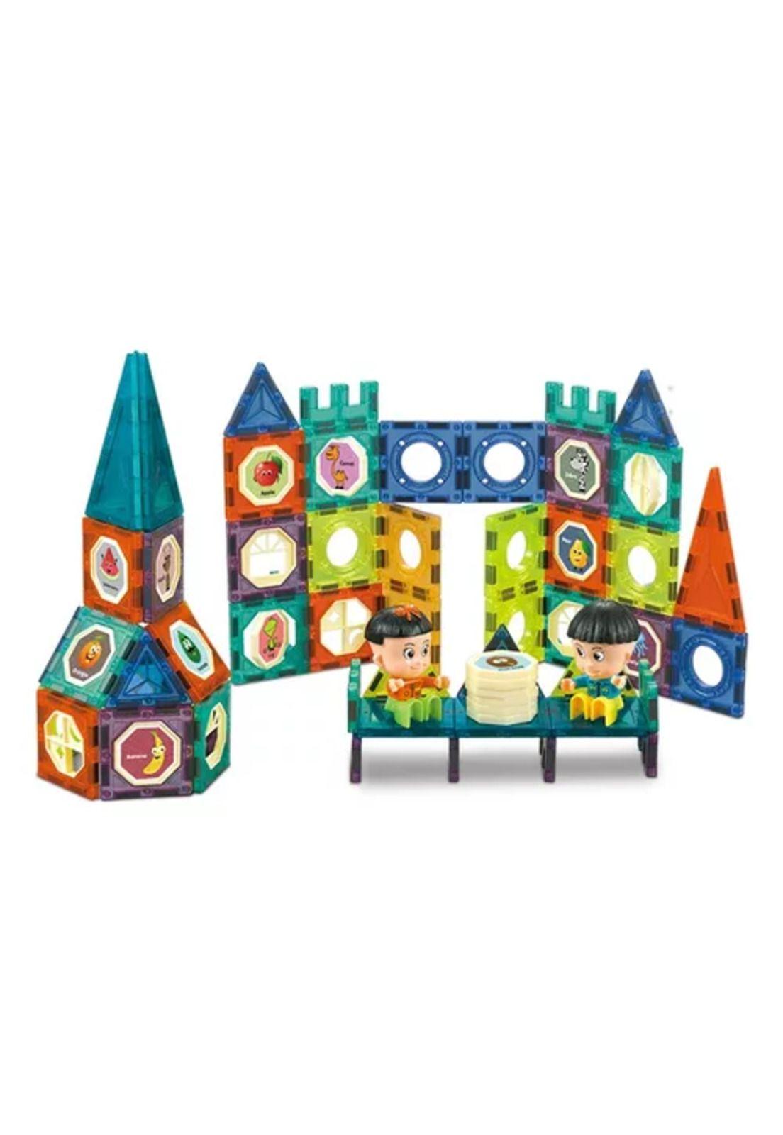 Bloque de construcción magnético con bola, 52 piezas multicolor-4