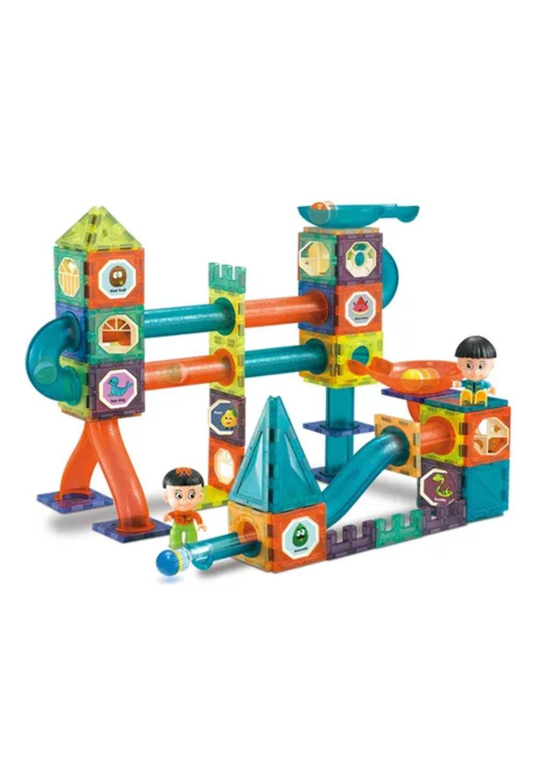 Bloque de construcción magnético con bola, 52 piezas multicolor-5
