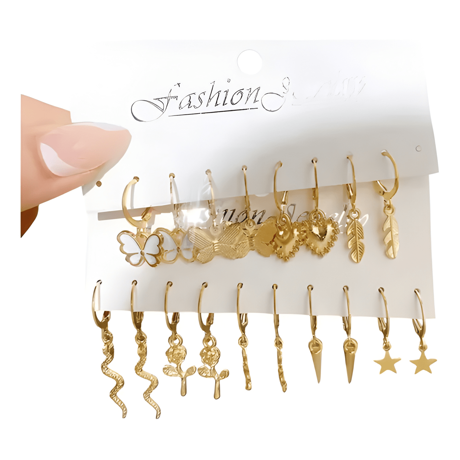 Pack De 9 Pares De Aros Aretes Pendientes Dorados Variados-0