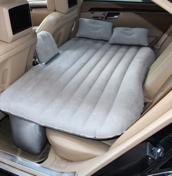 Colchon Inflable Para El Auto + Accesorios Gris-0