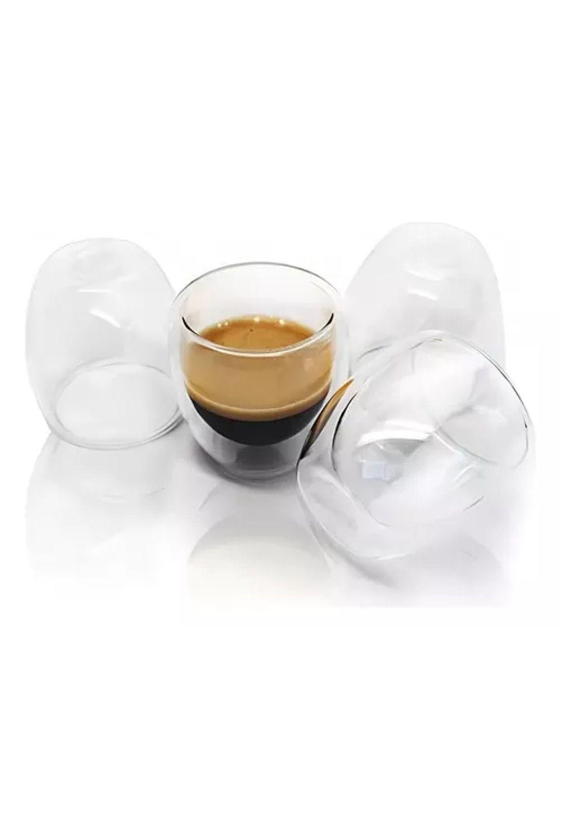Set de 4 tazas espresso de doble pared, 250 ml, frío y caliente, Cukin, transparente, sin asa-2