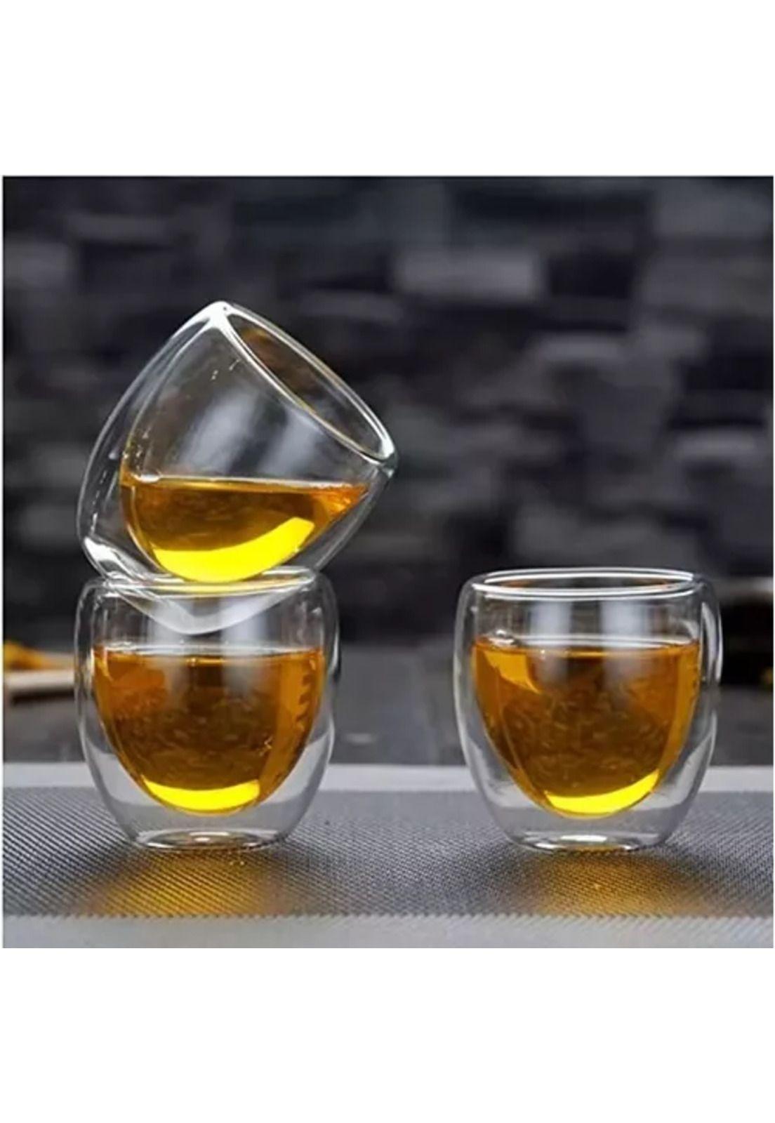 Set de 4 tazas espresso de doble pared, 250 ml, frío y caliente, Cukin, transparente, sin asa-3
