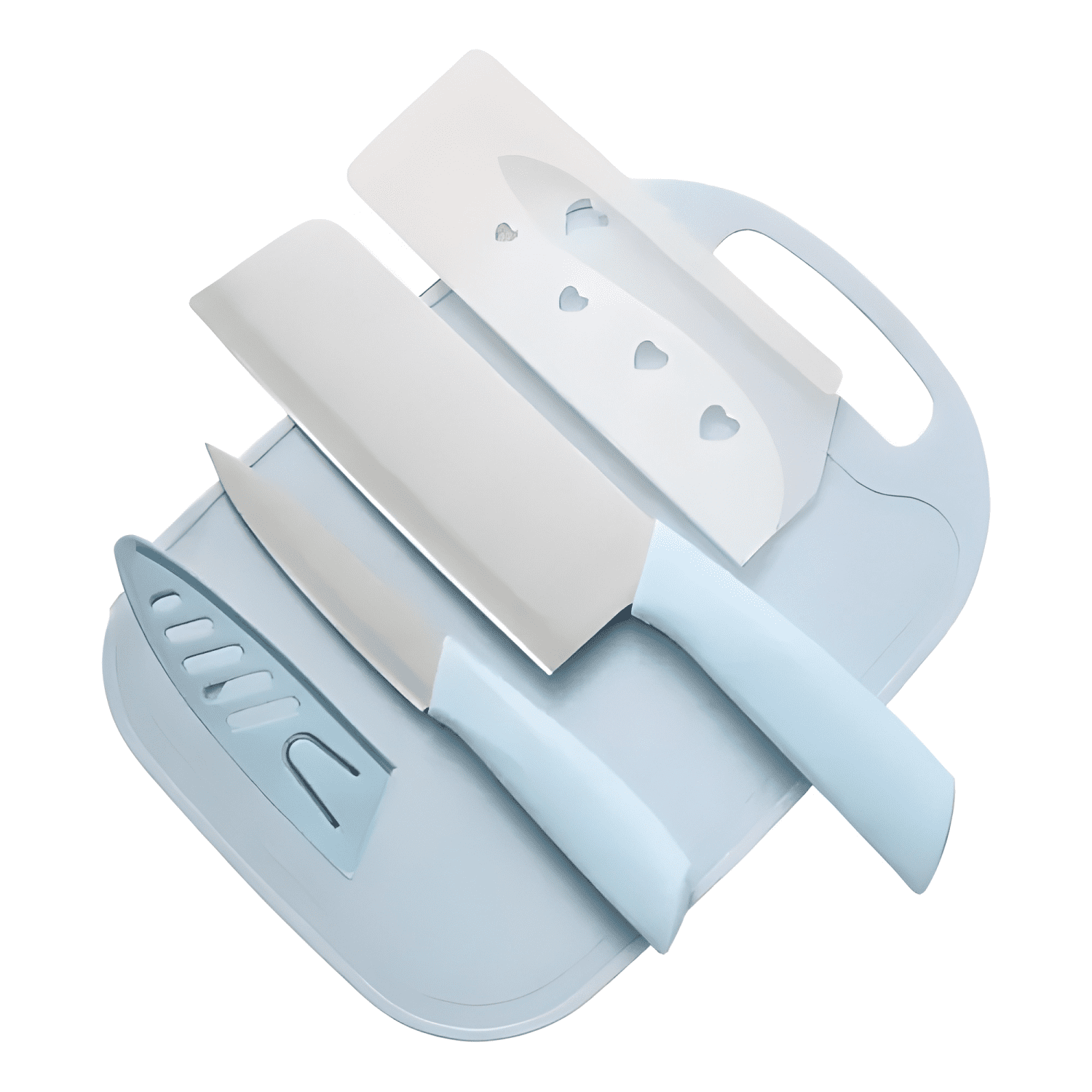 Set cuchillos juego cocina acero inoxidable tabla picar 3pcs-0