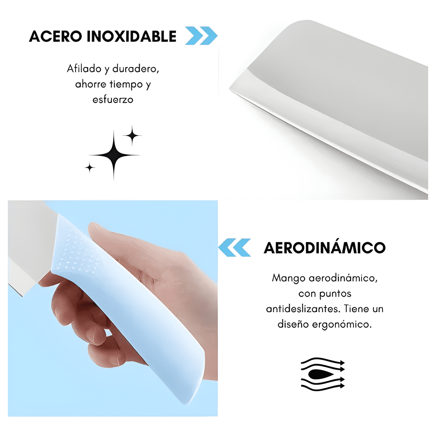 Set cuchillos juego cocina acero inoxidable tabla picar 3pcs-2