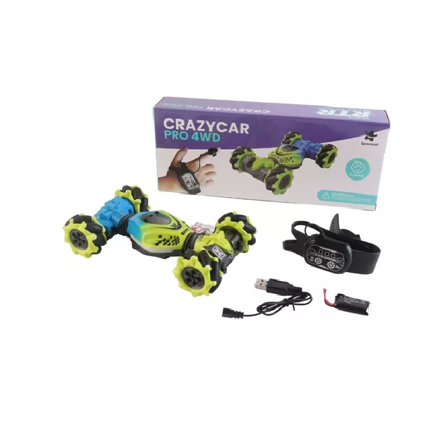 Auto loco 4x4 trucos pro con control 24g verde-3