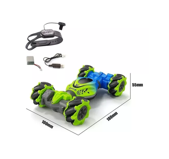 Auto loco 4x4 trucos pro con control 24g verde-4