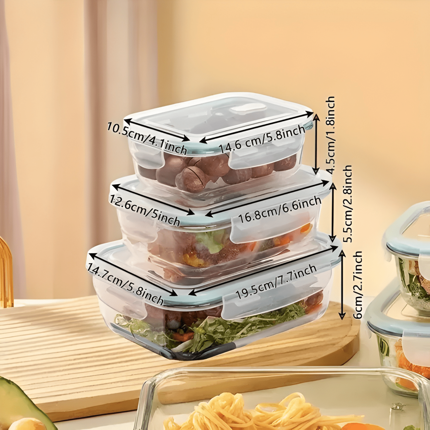 Set 3 tapers de vidrio tipo fuente para alimentos #10-3