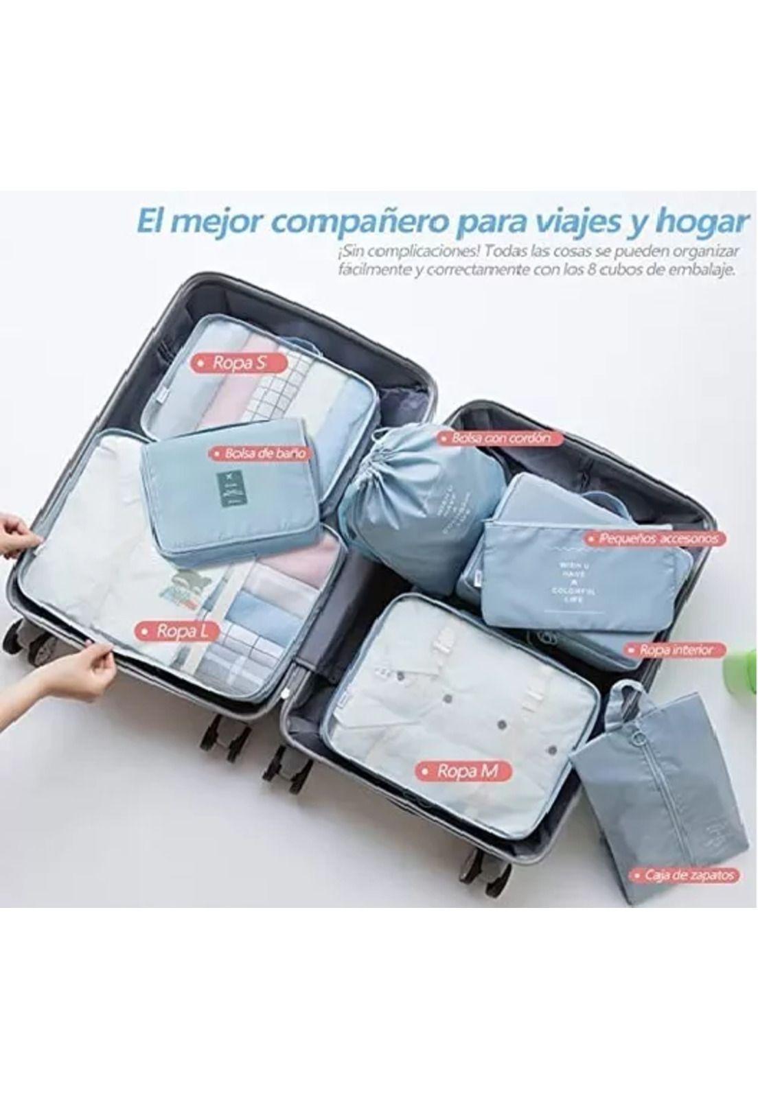 Bolsas de viaje 8 en 1, organizadoras de viaje para maleta, color celeste-5