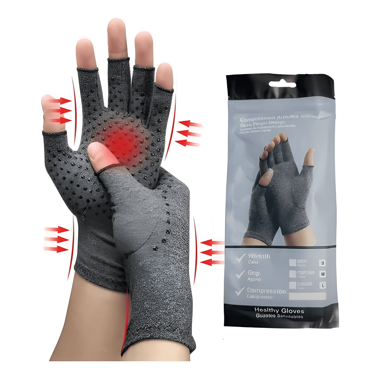 Guantes de compresión con grips para artritis #3-1