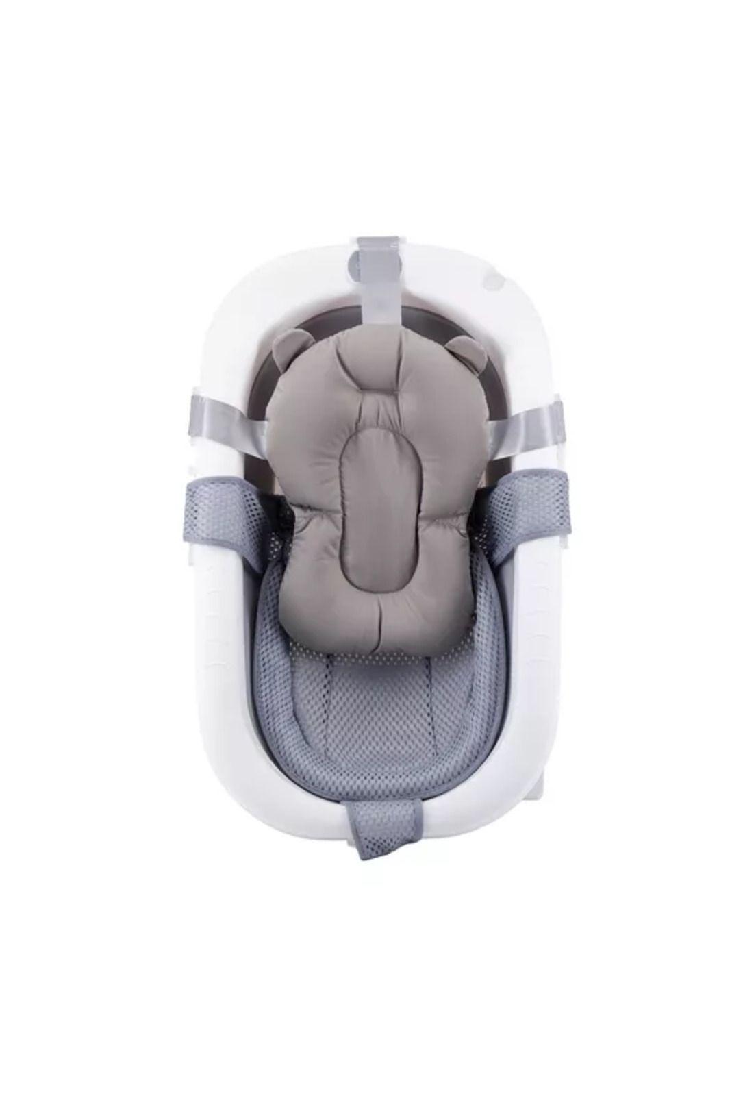 Bañera plegable bebé con cojín almohada y reductor, gris-3