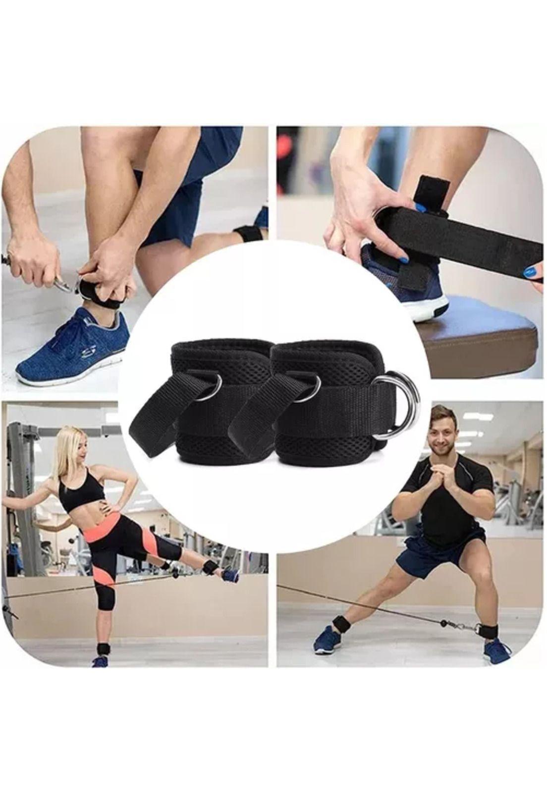 Par de tobilleras para polea, enganche gym, para glúteos-6