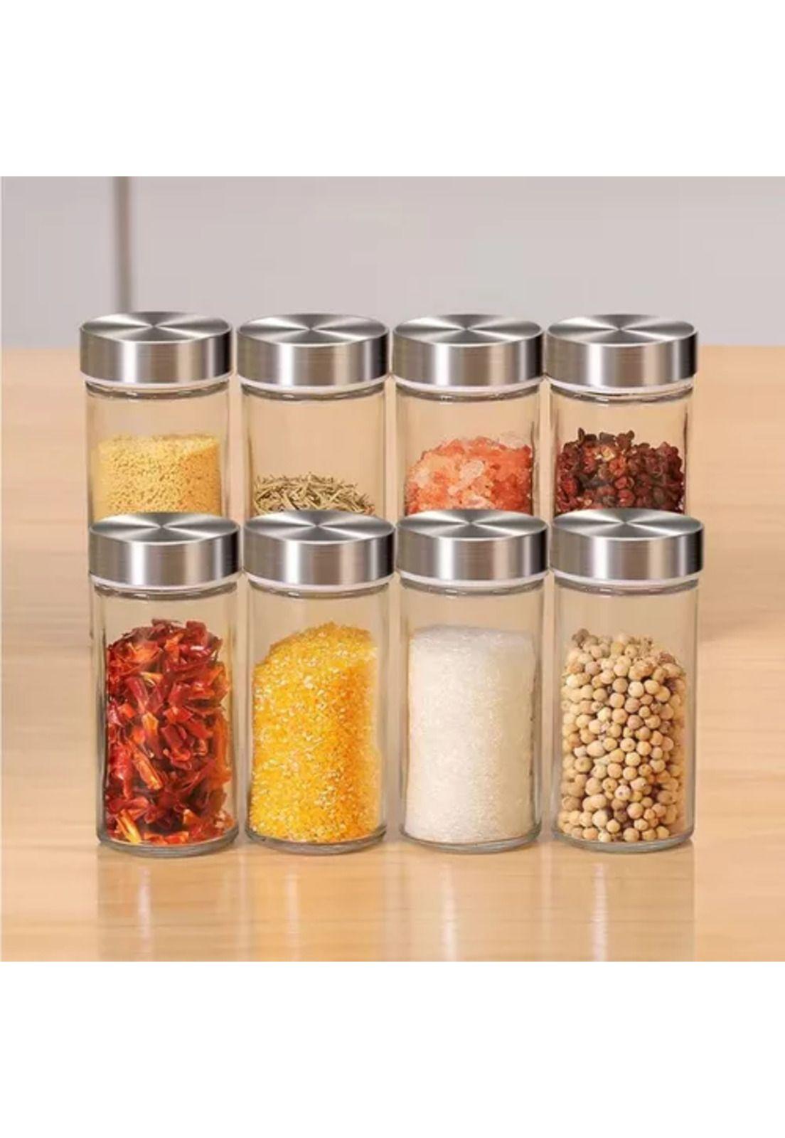 Condimenteros especiero giratorio de cocina, 20 frascos plateados-5