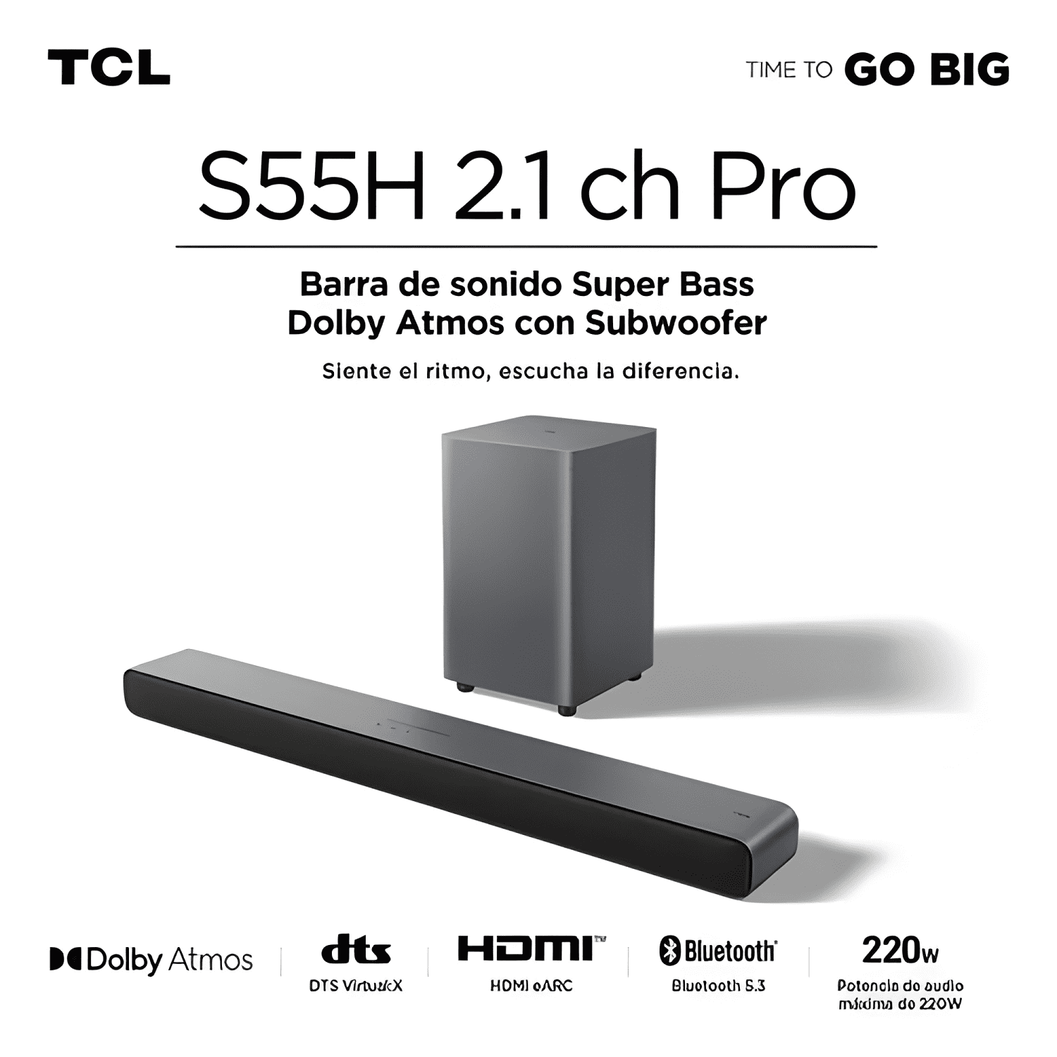 Barra de sonido 2 1 ch 220w + subwoofer-1