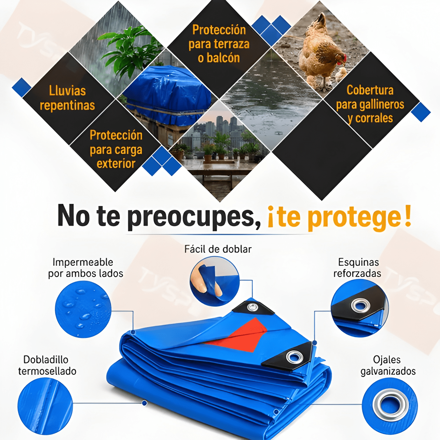 Lona multiuso impermeable con ojetillos #9-4