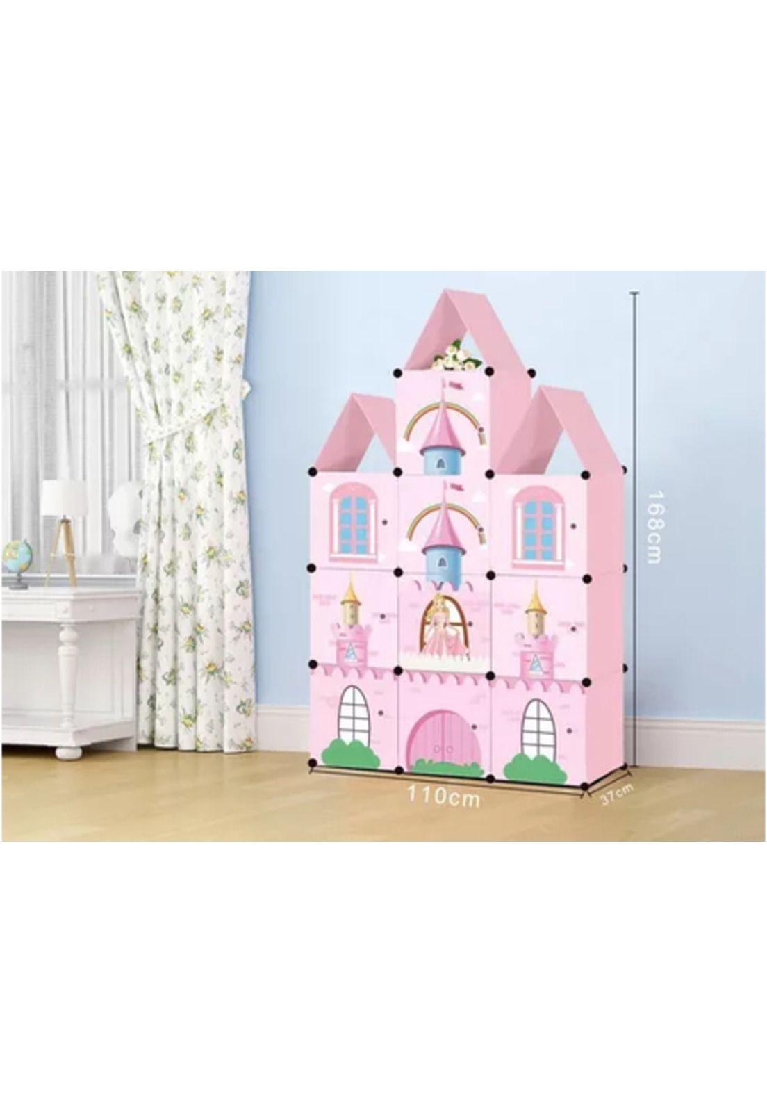 Ropero y cubo de almacenamiento para niños y niñas, multicolor-3