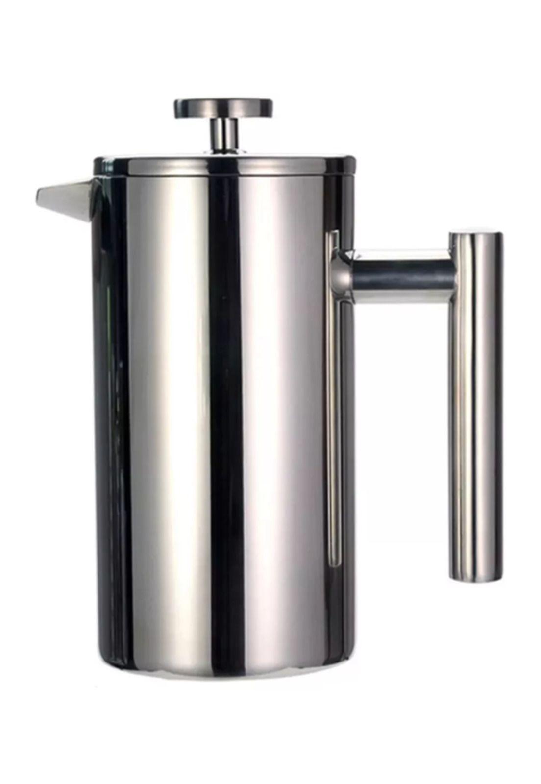 Cafetera manual prensa francesa acero inoxidable plateado-0