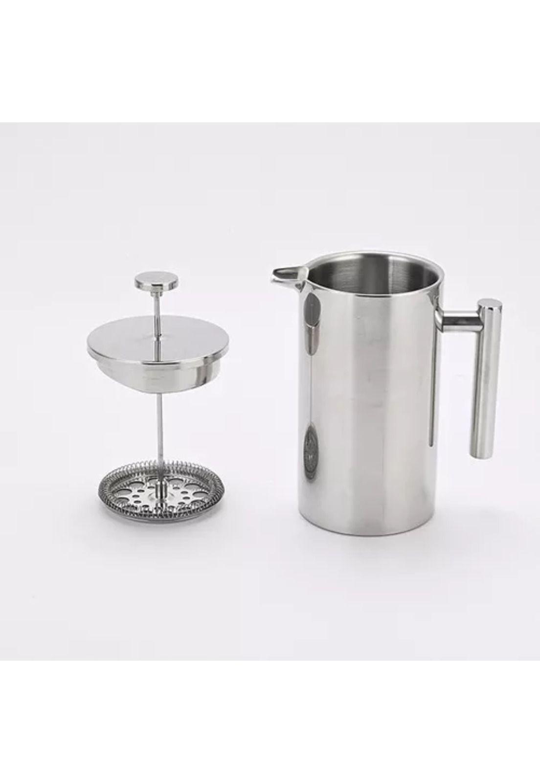 Cafetera manual prensa francesa acero inoxidable plateado-3