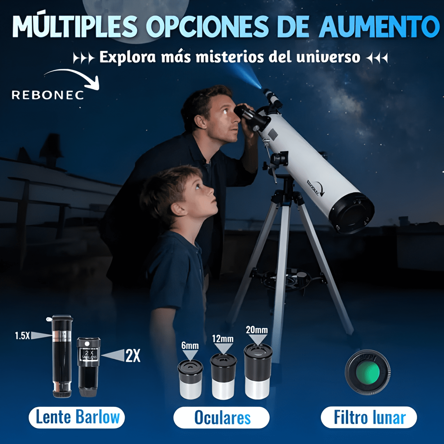 Telescopio Astronómico Profesional F70076 Ajustable-2