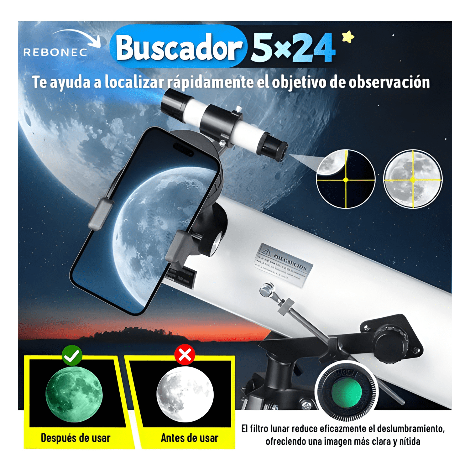 Telescopio Astronómico Profesional F70076 Ajustable-3