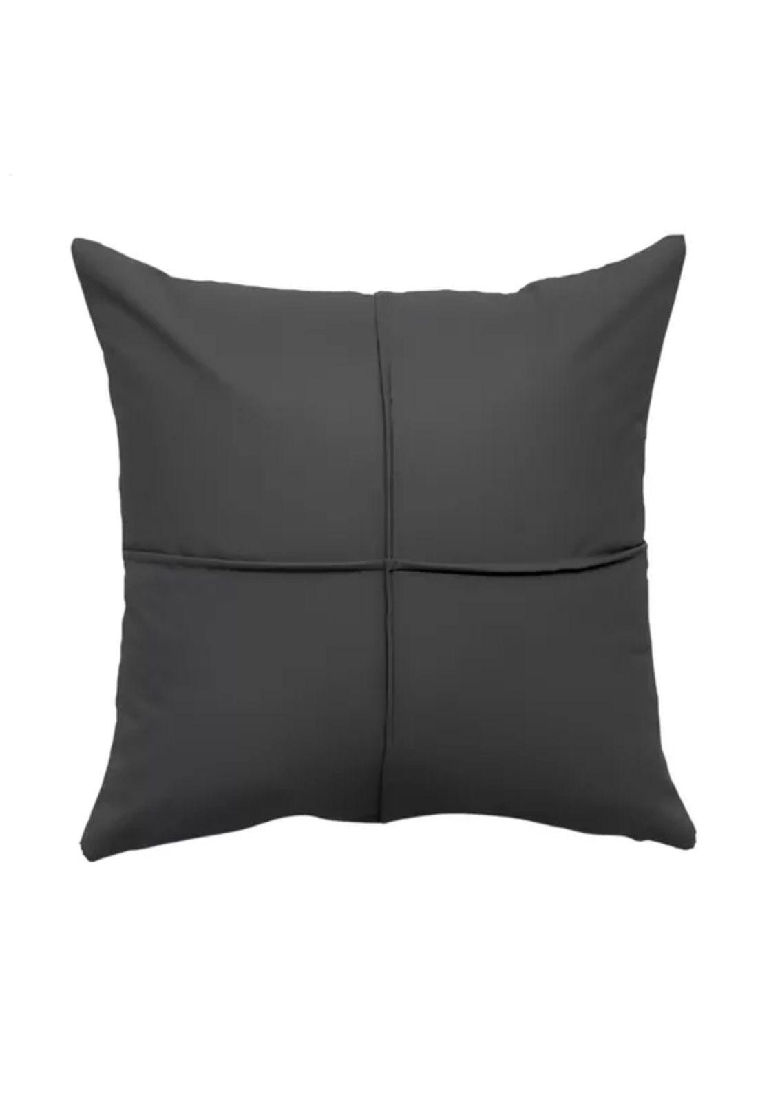 Pack 6 fundas de cojines almohada eco-cuero impermeable 43 cm color gris oscuro-0