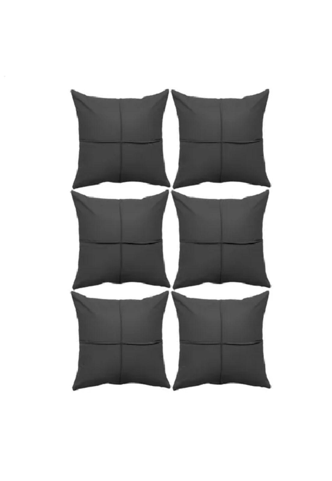 Pack 6 fundas de cojines almohada eco-cuero impermeable 43 cm color gris oscuro-2