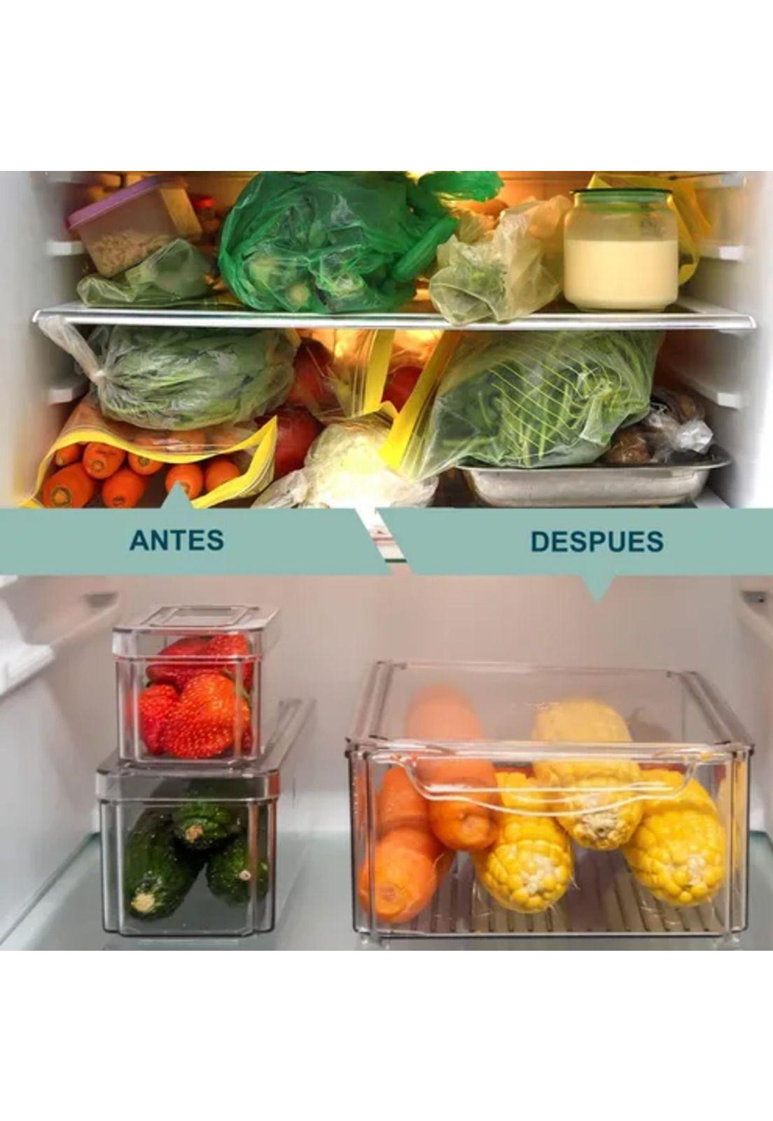 Organizador para refrigerador, set de 3 contenedores con tapa-2