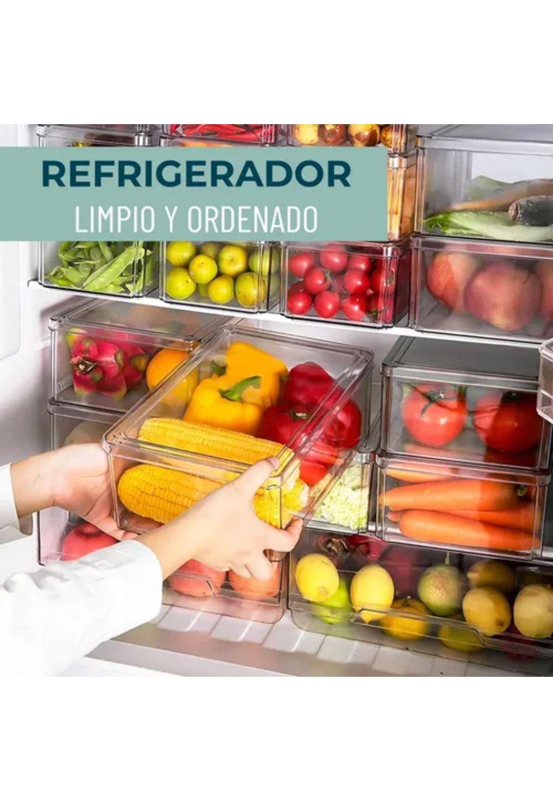 Organizador para refrigerador, set de 3 contenedores con tapa-3