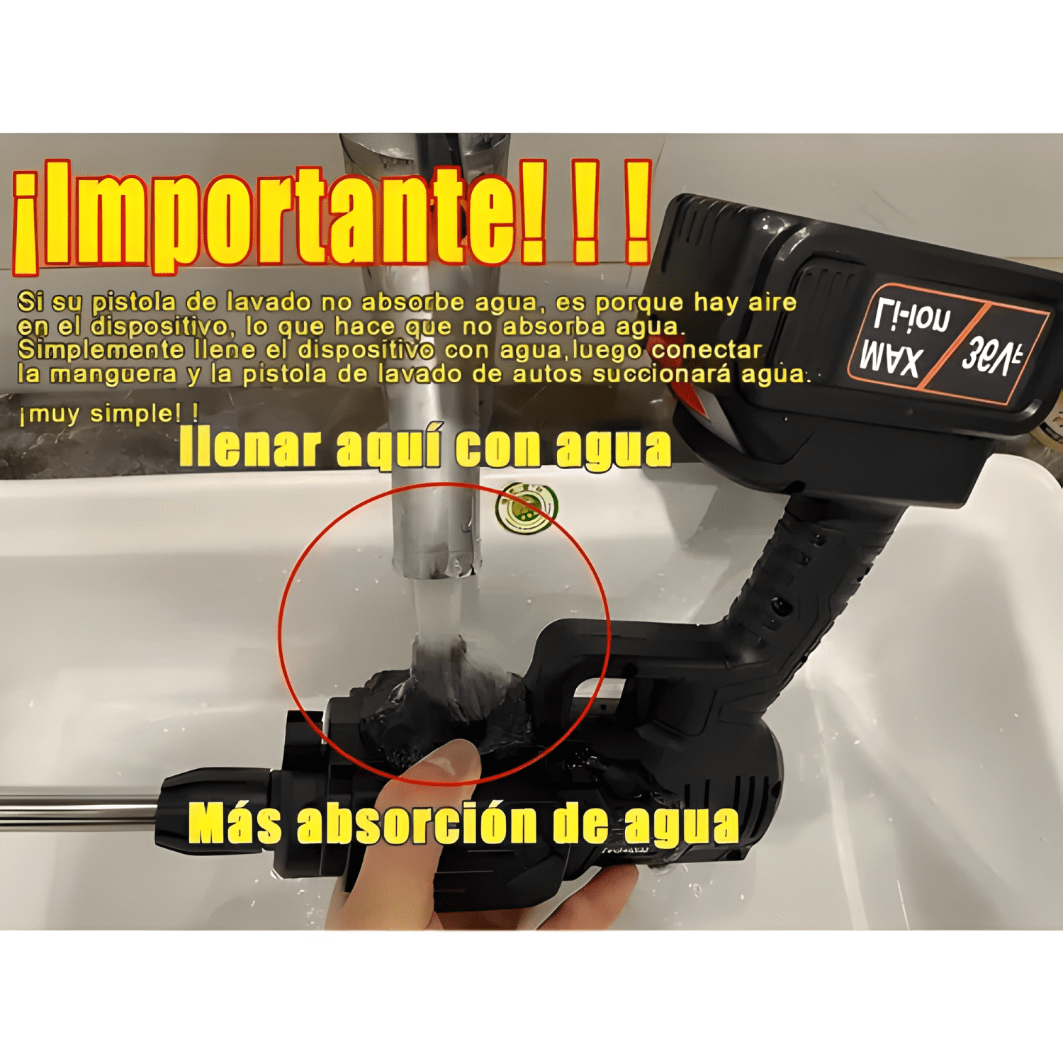 Hidrolavadora Portátil Inalámbrica Con 2 Baterías Auto-4
