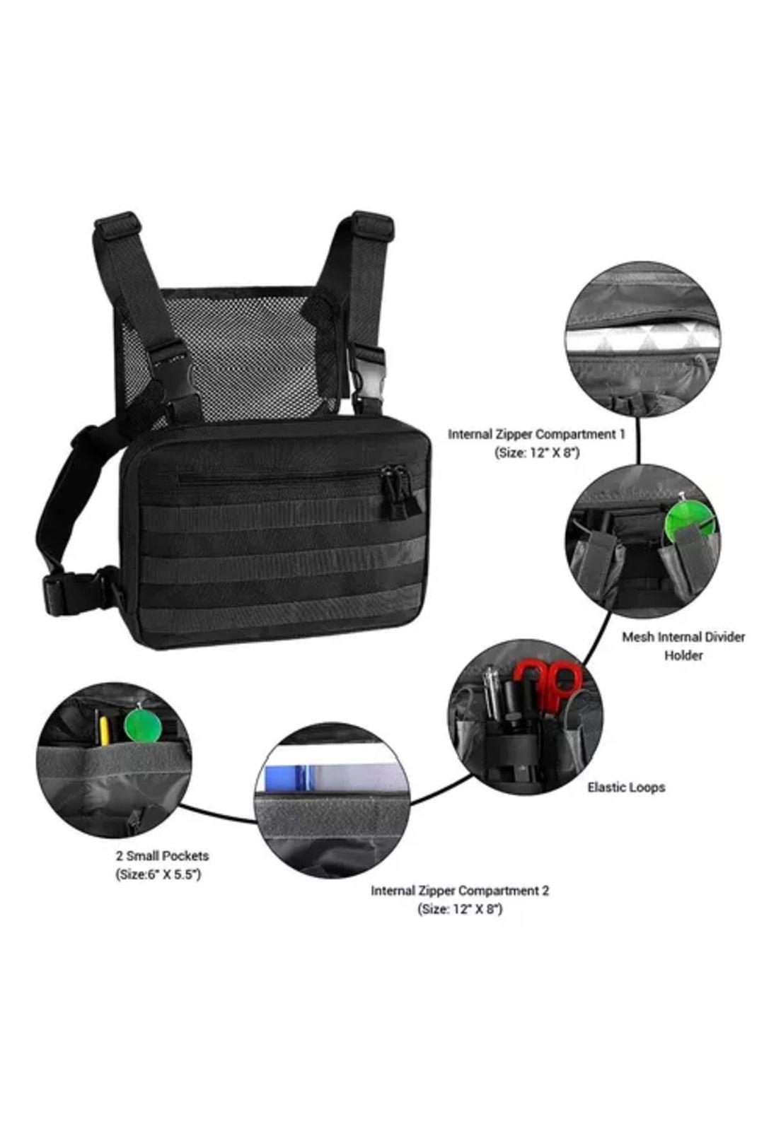 Banano táctico tipo pechera militar color negro-2