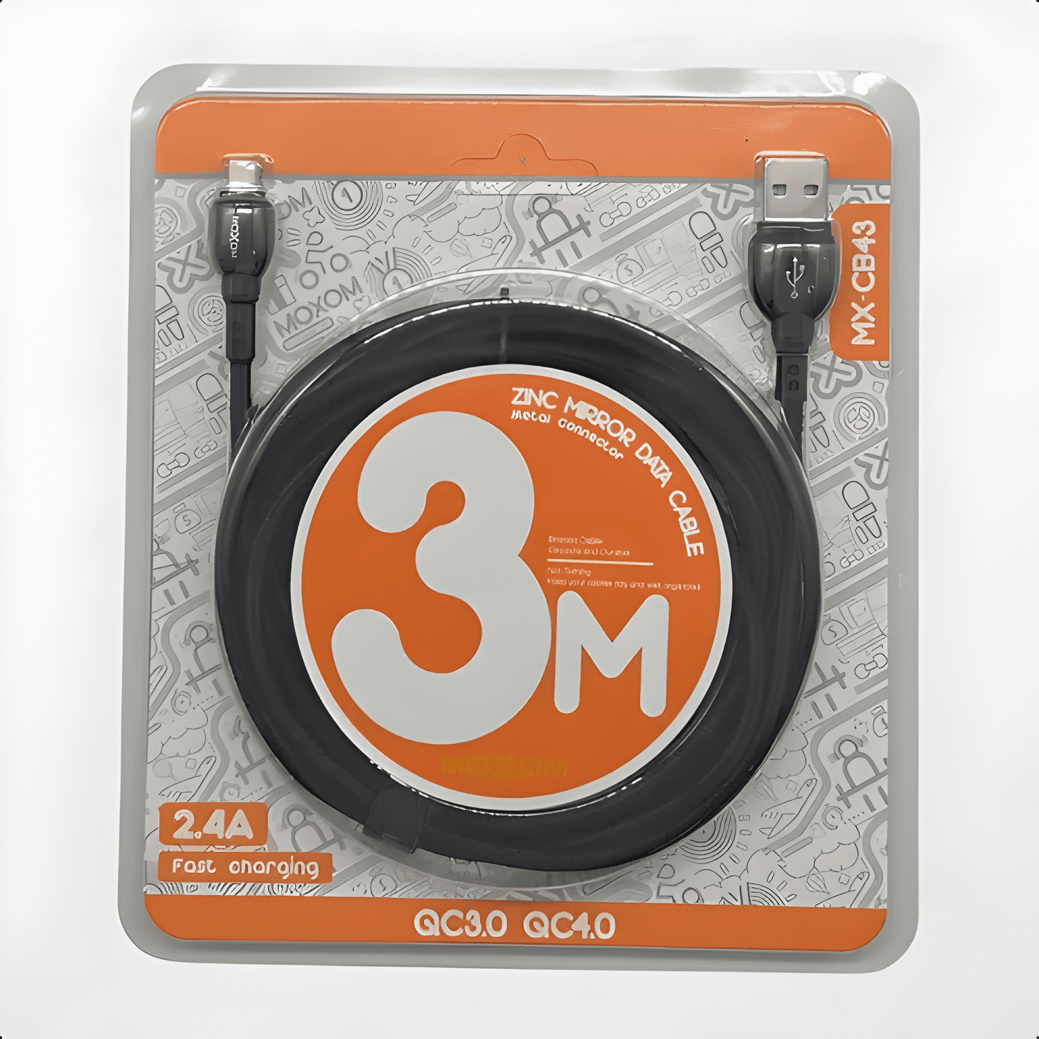 Cable micro USB de 3 metros para carga rápida y PS4 Negro-4