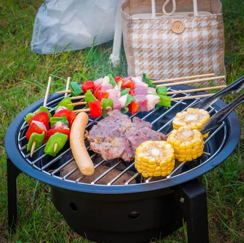 Parrilla A Carbón, Barbacoa Portatil Camping, Senderismo Color Negro-3