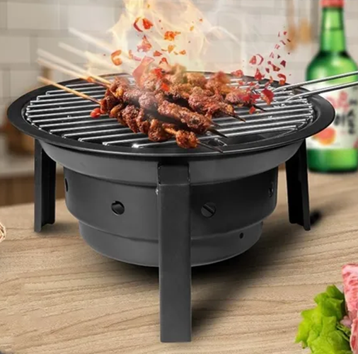 Parrilla A Carbón, Barbacoa Portatil Camping, Senderismo Color Negro-4