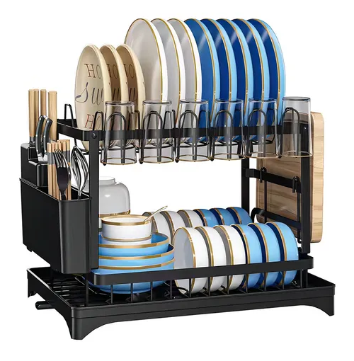 Escurridor loza 2 niveles color negro Wakeshome-0