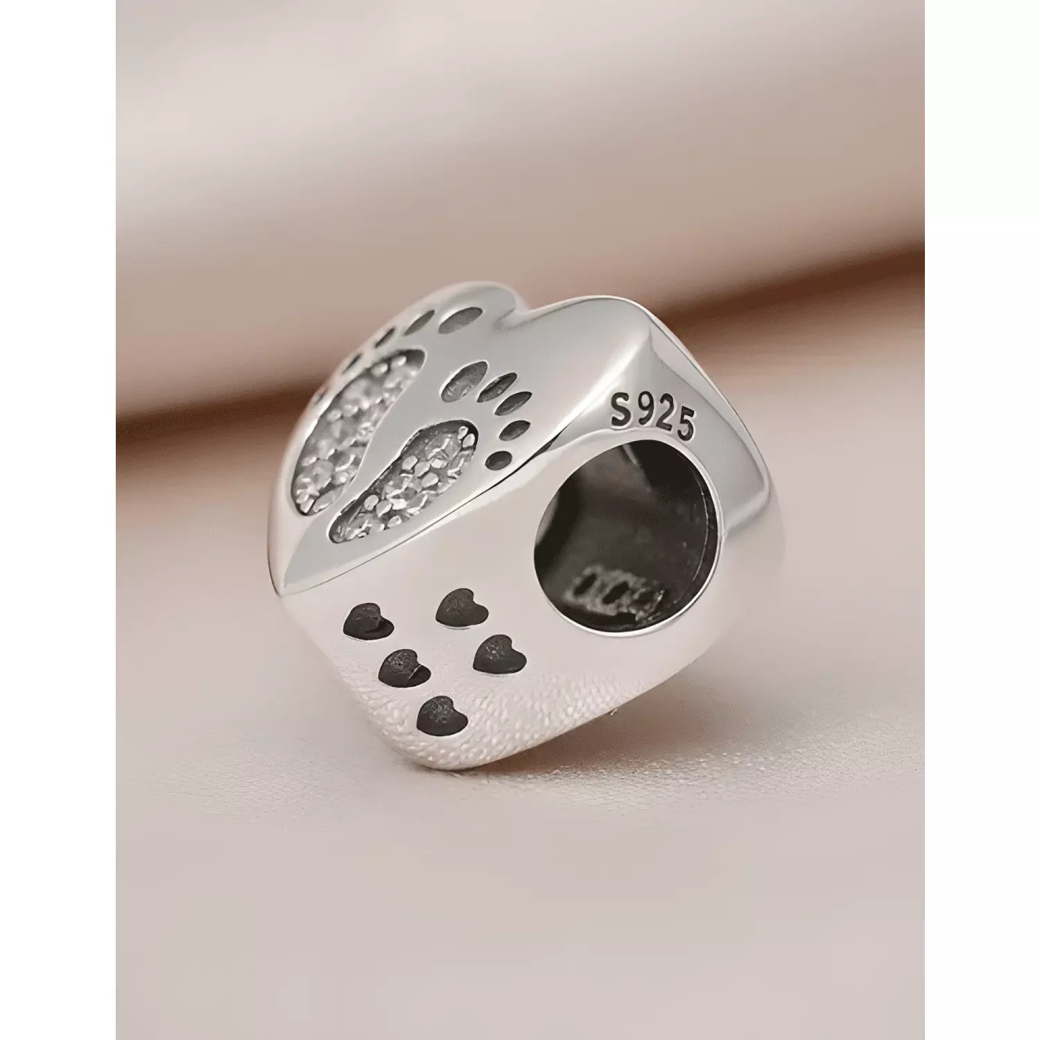 Charm plata 925 corazon patitas bebe brillantes dije #3-3