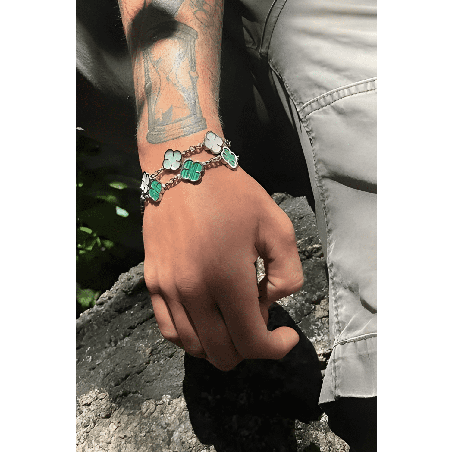 Pulsera green clover-3
