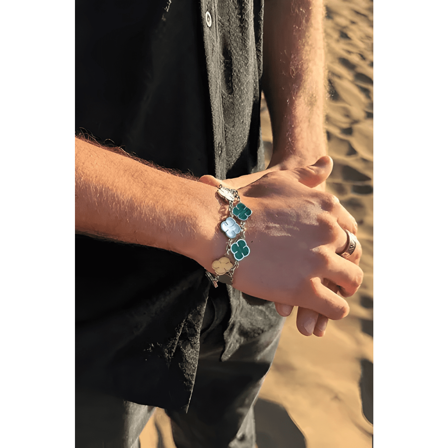 Pulsera green clover-4