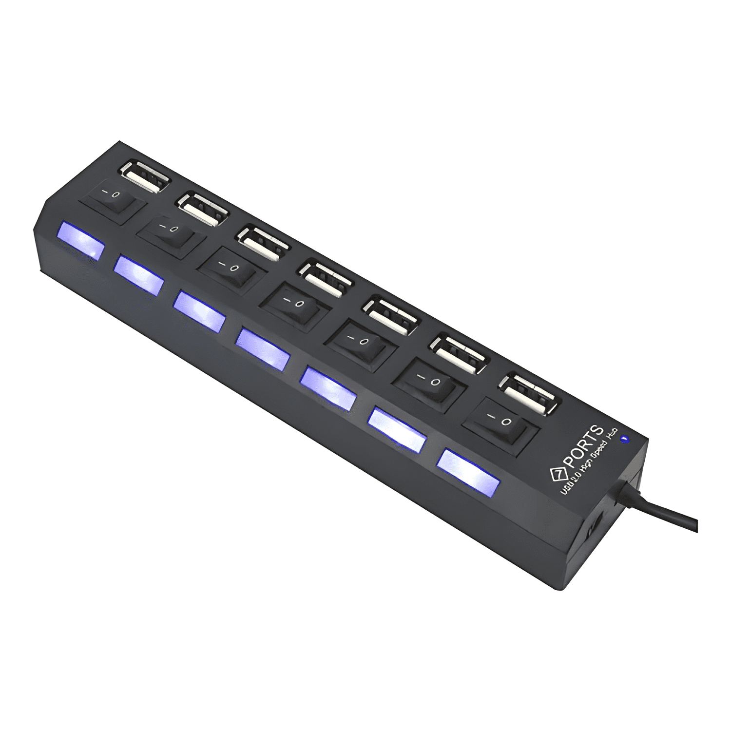 Hub 7 puertos multi USB 2.0 indicador luz LED-0