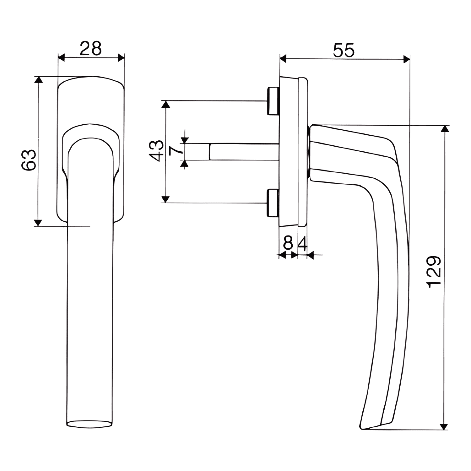 Manilla recta para ventanas PVC y aluminio-3