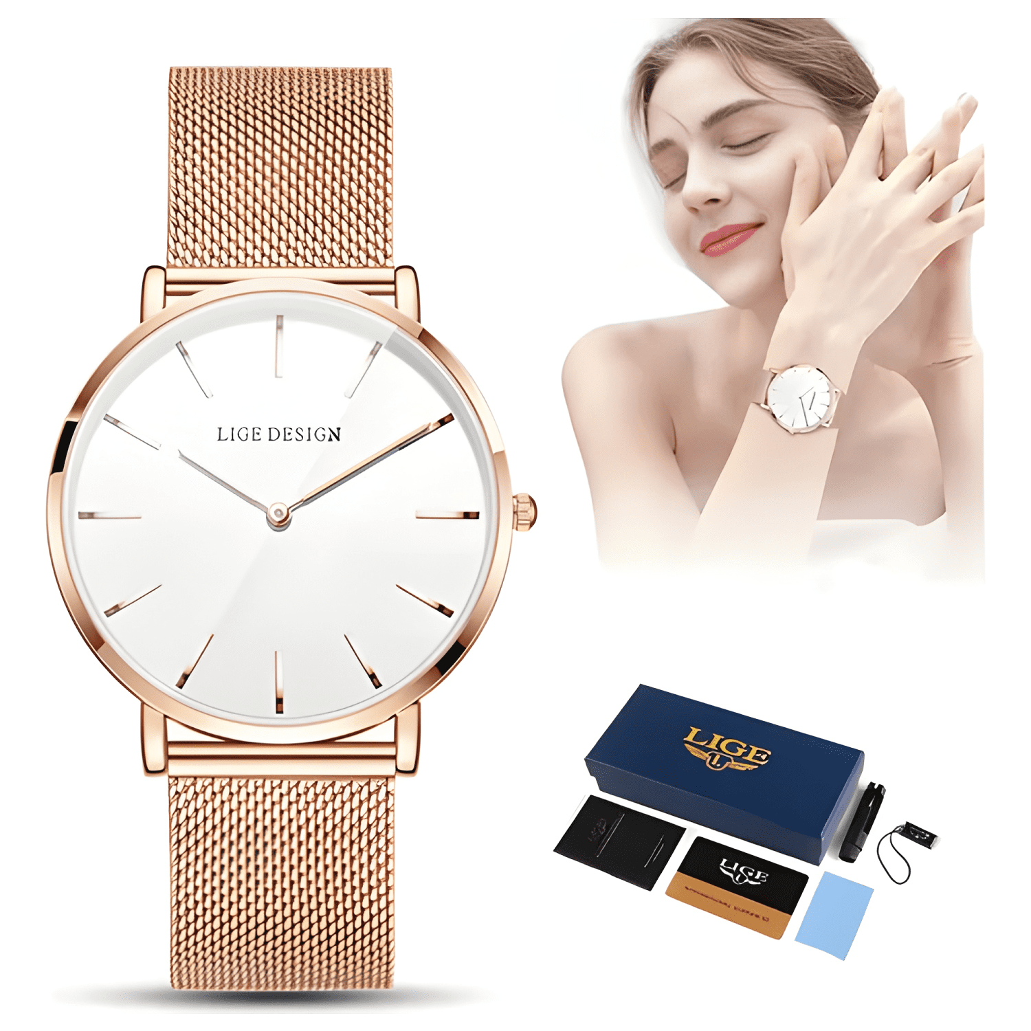 Reloj cuarzo malla acero para hombre y mujer clasico #8-0
