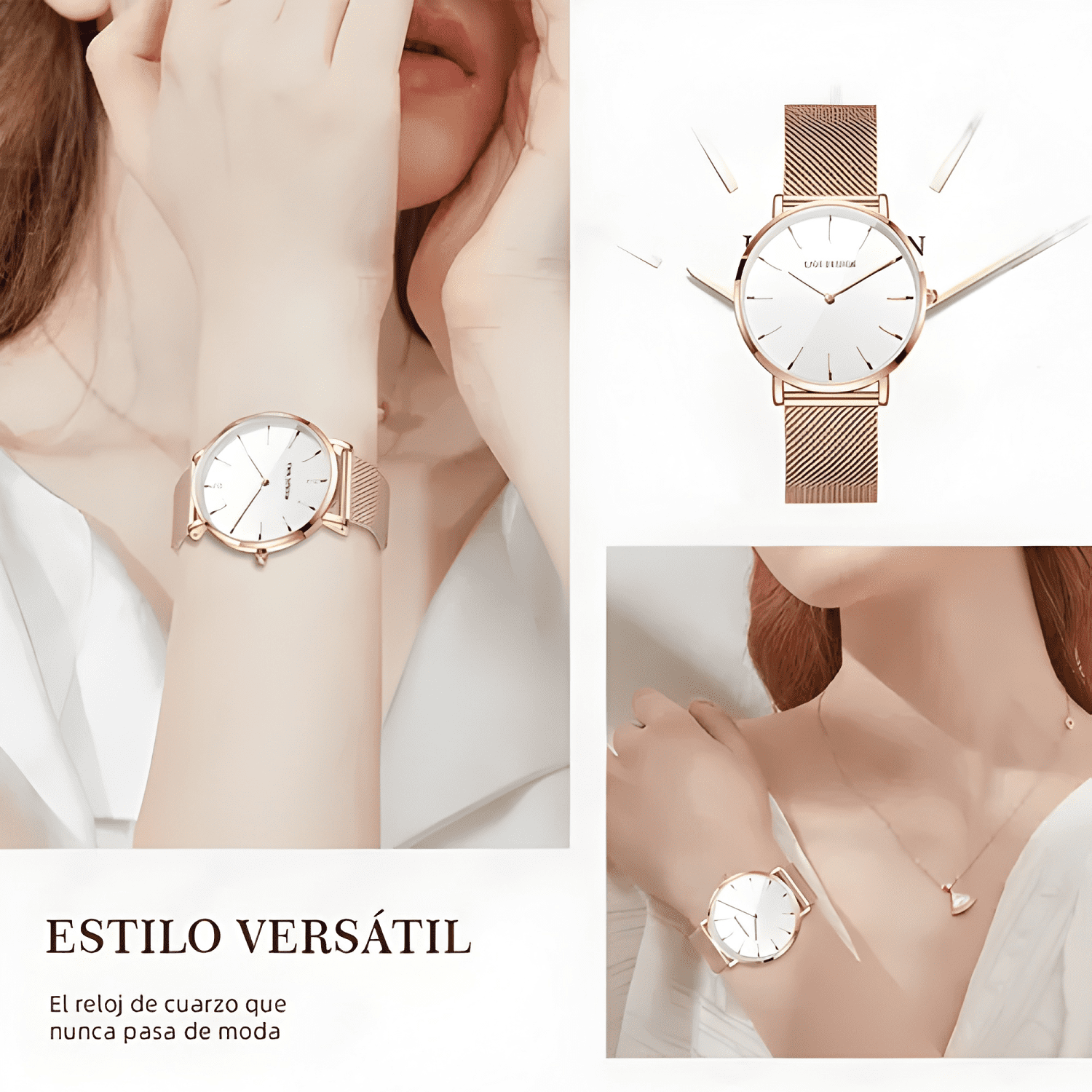 Reloj cuarzo malla acero para hombre y mujer clasico #8-2