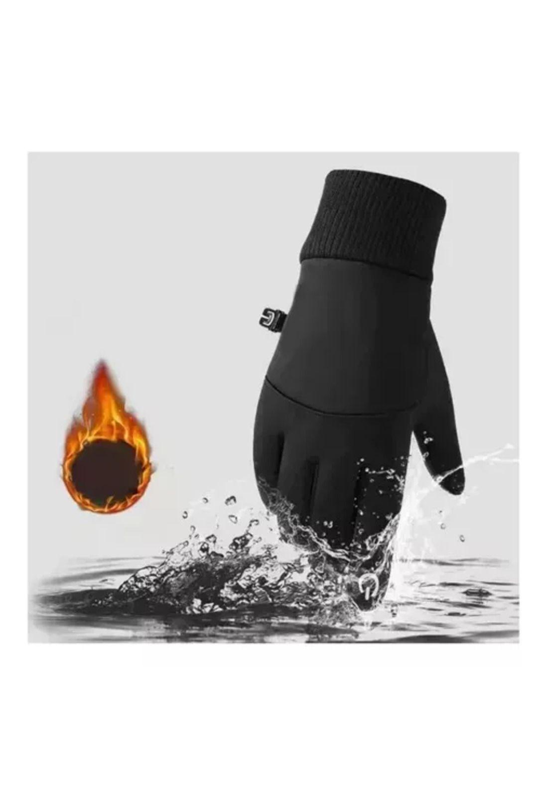 Guantes impermeables térmicos de moto talla L, color negro-4