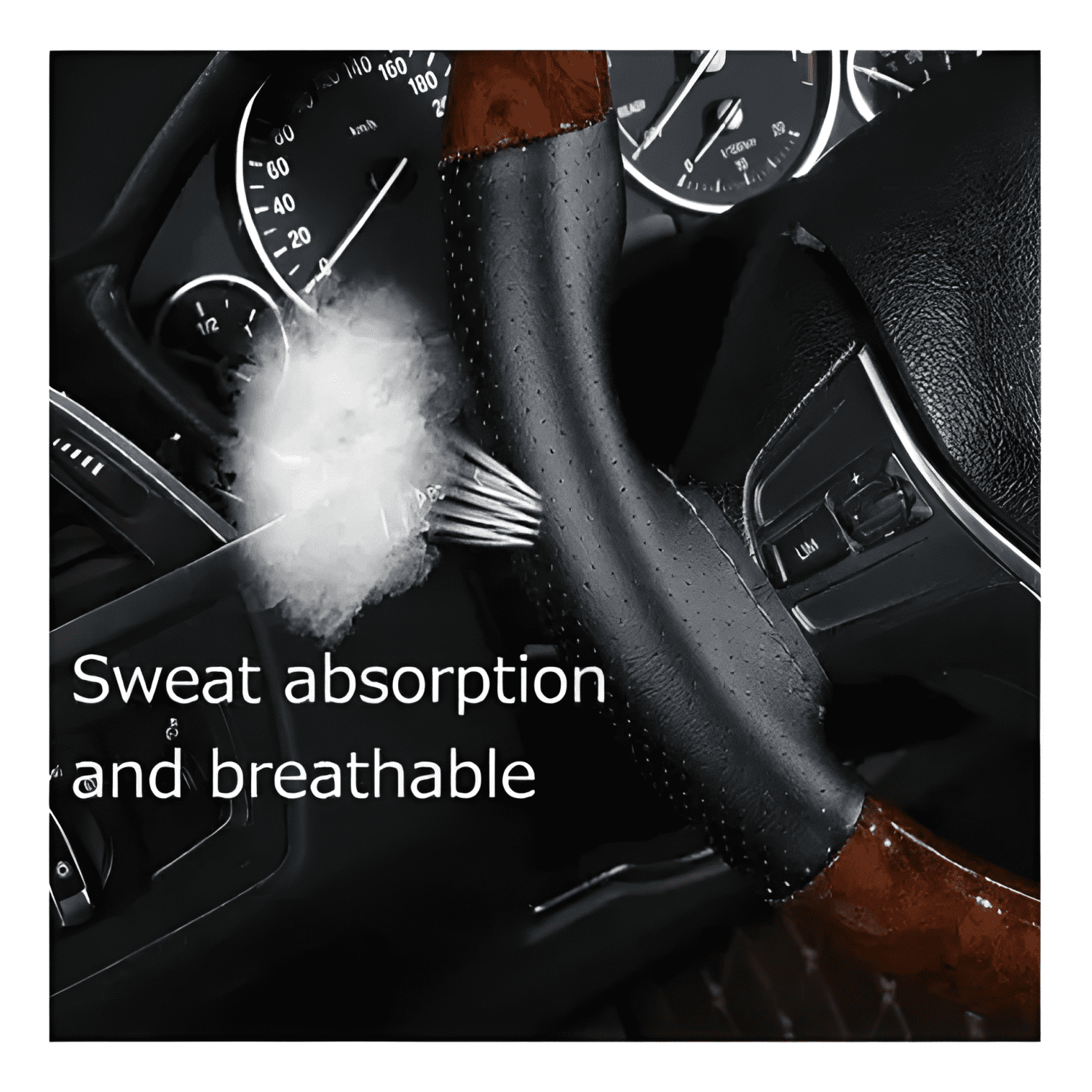 Funda Cubre Volante Cosido Antirresbalante para Auto Luxury-3