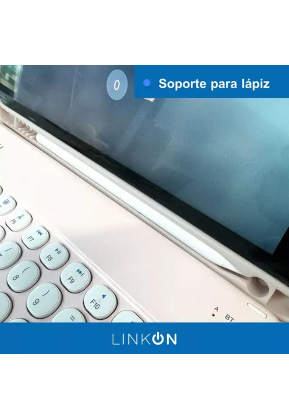 Carcasa funda con teclado para iPad Linkon 10.2 y 10.9, color rosado-5