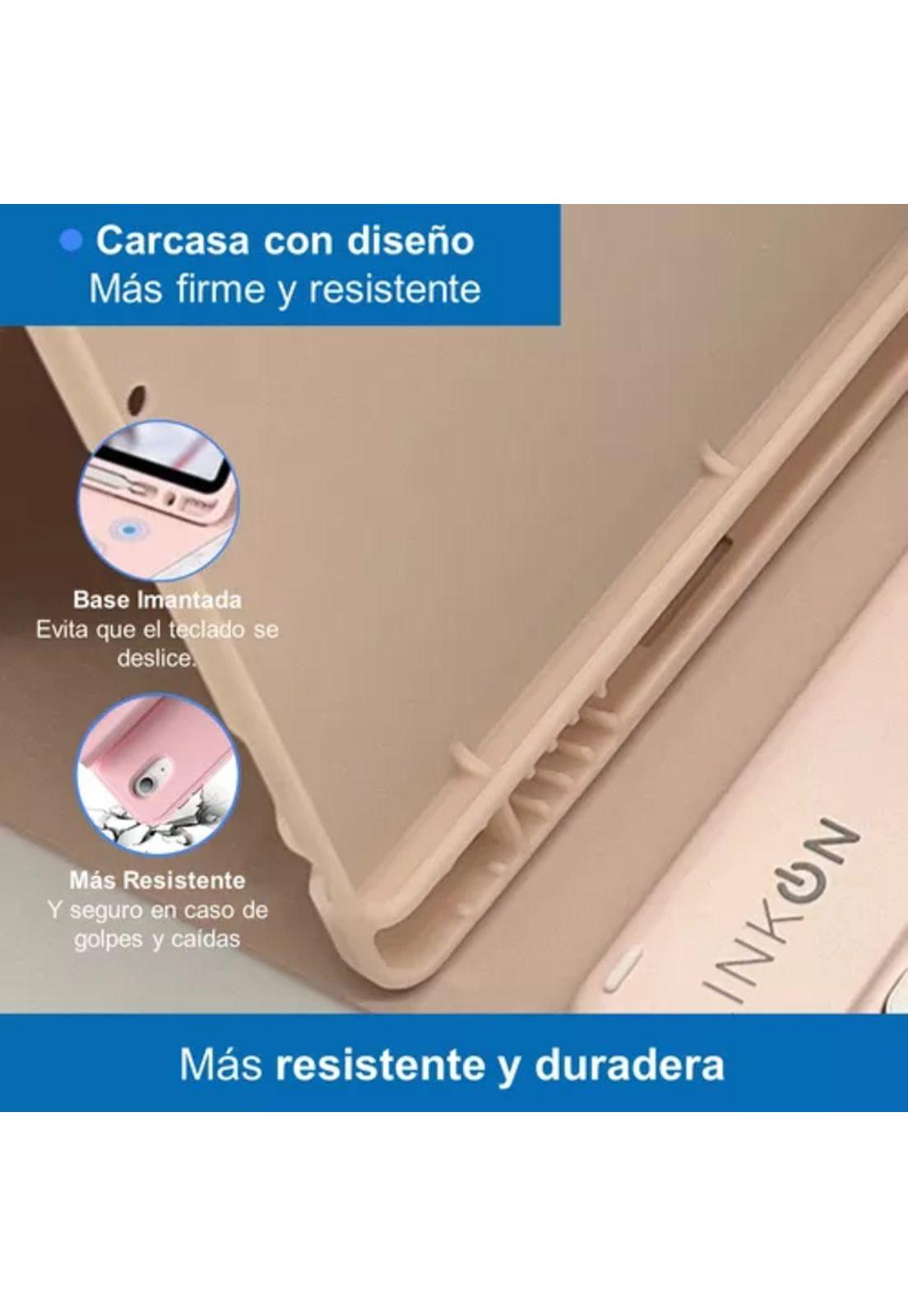Carcasa funda con teclado para iPad Linkon 10.2 y 10.9, color rosado-7