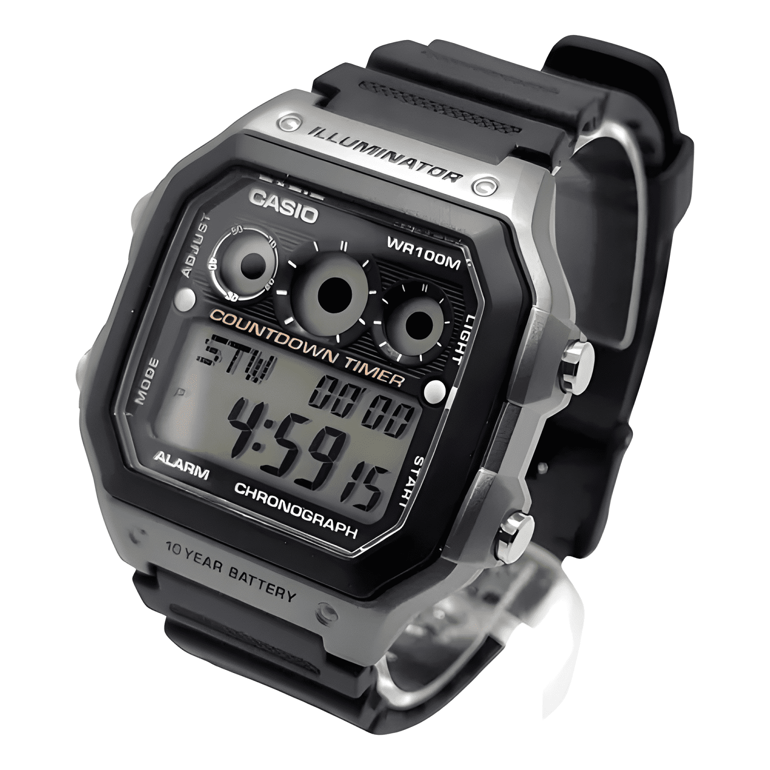 Reloj pulsera digital casio ae-1300wh-8a con correa de-4