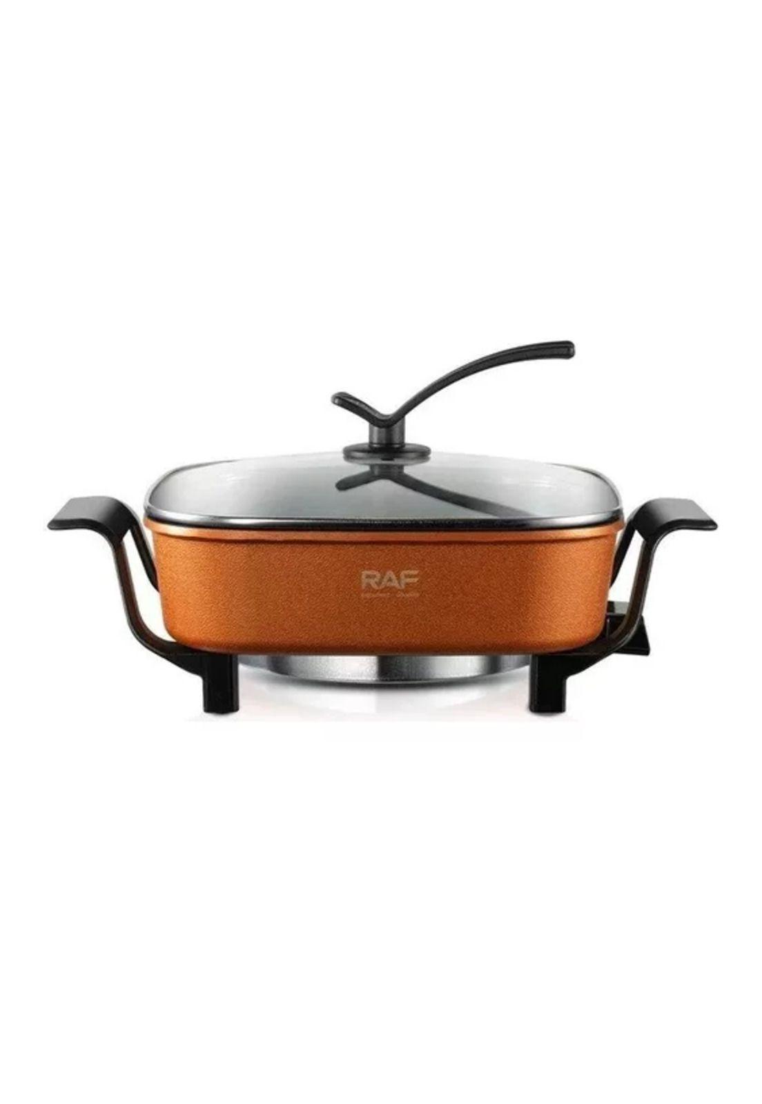 Olla eléctrica al vapor sartén antiadherente 1350w 7L, color naranja-2