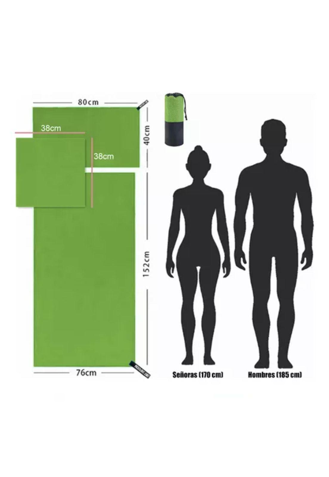 Toalla baño viaje microfibra secado rápido, pcs verde fluore-2