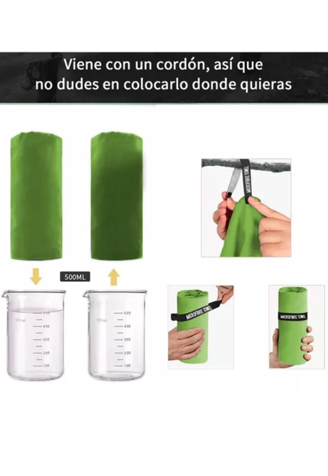 Toalla baño viaje microfibra secado rápido, pcs verde fluore-3