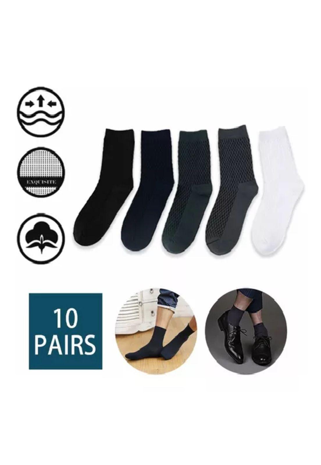 Calcetas deportivas para hombre, 100% algodón, pack de 10 pares, color negro-1