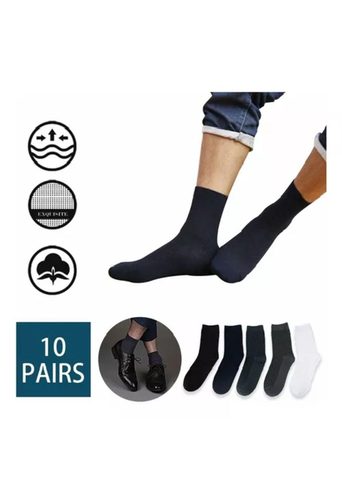 Calcetas deportivas para hombre, 100% algodón, pack de 10 pares, color negro-2